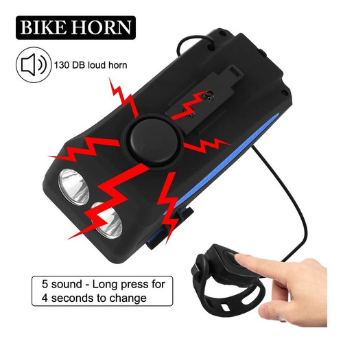 4 Em 1 Farol Bicicleta Suporte Celular Power Bank Buzina