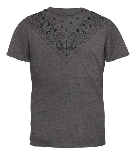 Bandana Paisley Yoke Vintage All Over Dark Heather - Camiset