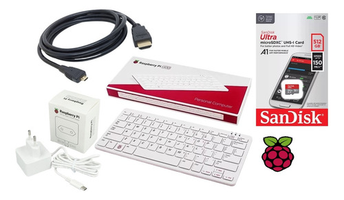 Kit Raspberry Pi400 Pi 400 C/ Fonte,sd 512gb, Cabo Hdmi,novo