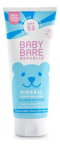 Bare Republic Baby Mineral Sunscreen Spf 50 Sunblock Lotion,