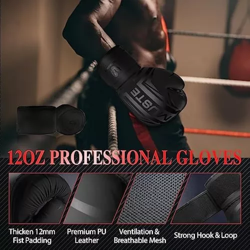 Saco de boxeo para adultos, juego de bolsa de boxeo pesada de poliuretano  de 4 pies, saco de boxeo pesado con guantes de 12 onzas para artes  marciales