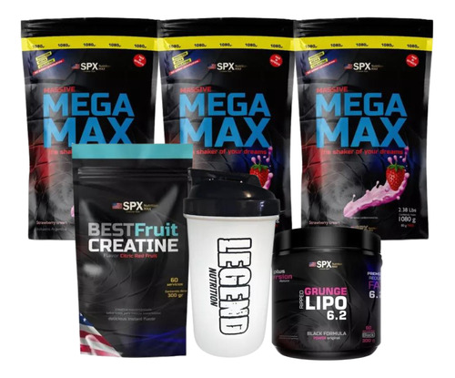 3 Spx Mega Max 1080g Lipo 6.2 300g Cretina 300g Vaso Legend