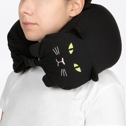 Almohada De Viaje Diseño: Gato Negro Ajustable