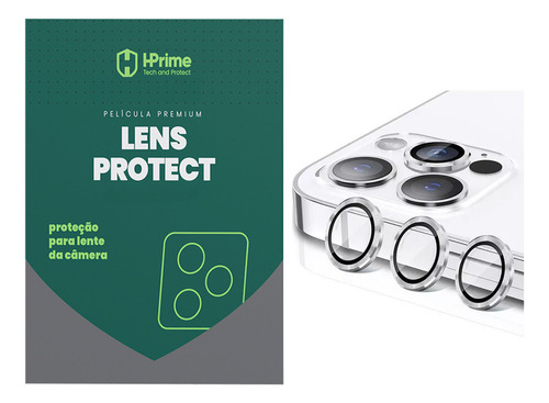 Pelicula Hprime Lente Aro Prata P/ iPhone 16 Pro /16 Pro Max