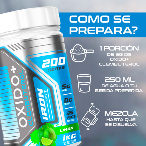 Glúteo Peptona + Óxido Nítrico + Clembu Iron Fit 1kg Sin Sabor - Limón