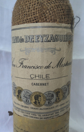 Botella Cabernet Chile Vino Eyzaguirre San Fco Mostazal G10 (Usado)
