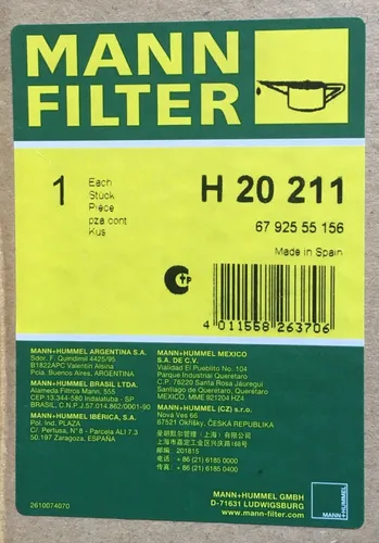 Filtro Aceite Mann H20211 Eq. Deutz 1172637 P502223