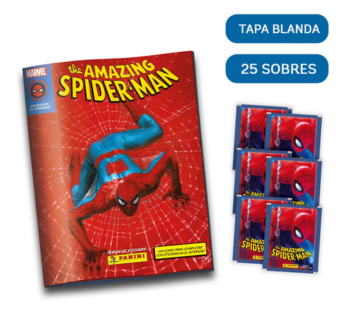 Imagen 1 de 1 de Pack Spiderman 60 Años (1 Álbum Tapa Blanda + 25 Sobres)