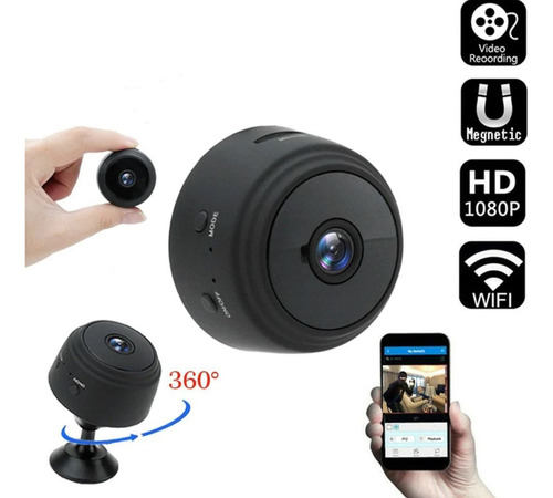 Cámara de seguridad Shenzhen A9 Mini con resolución de 1080p visión nocturna incluida negra