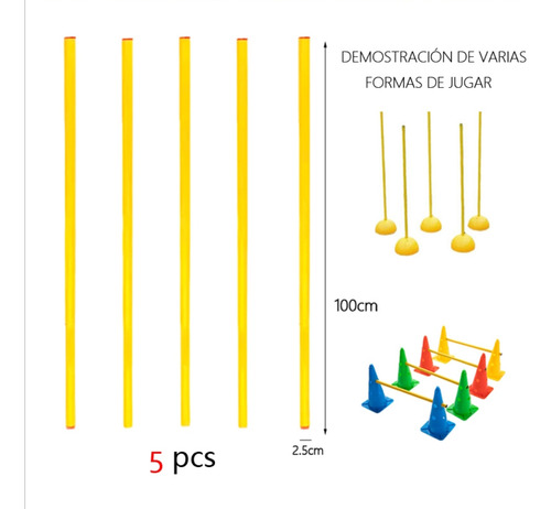 Estacas Entrenamiento Varas Deportivas Set 5 Varas 1.0 Mts