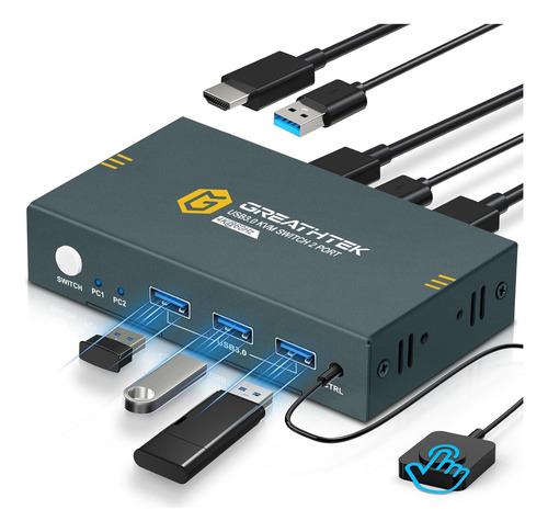 Conmutador Kvm Hdmi Usb3.0 De 2 Puertos 3 Puertos Usb3....