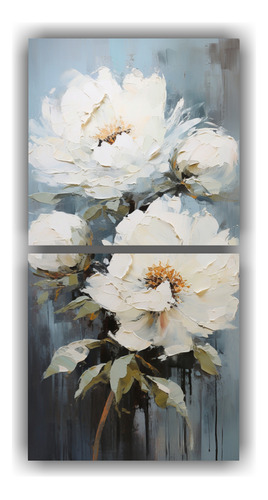 140x70cm Cuadro Decorativo Dos Canvas Moderno Adorno A White