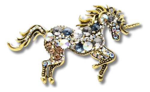 Broche Pin Prendedor Unicornio Diamantes Imitacion Mujer 