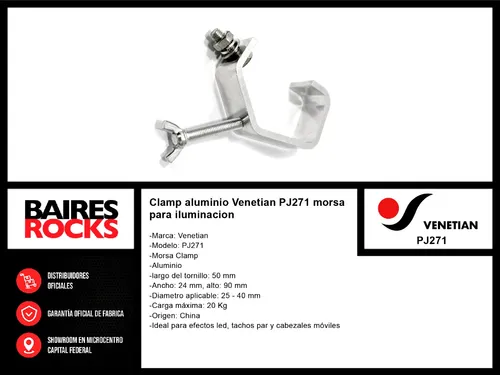 Clamp Aluminio Venetian Pj271 Morsa Para Iluminacion Cuo