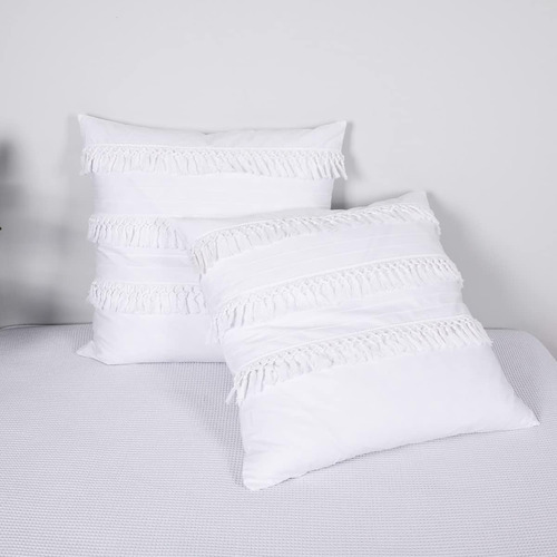 Almohadas Blancas Boho Shams Shabby Chic Macramé Tassel