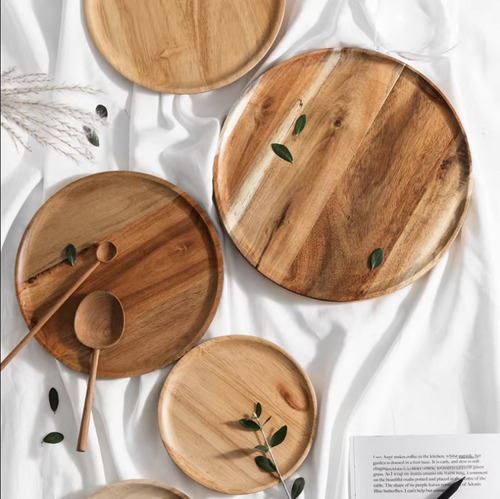 Diameter 7cm - Japanese Wooden Tray Solid Plate Dessert