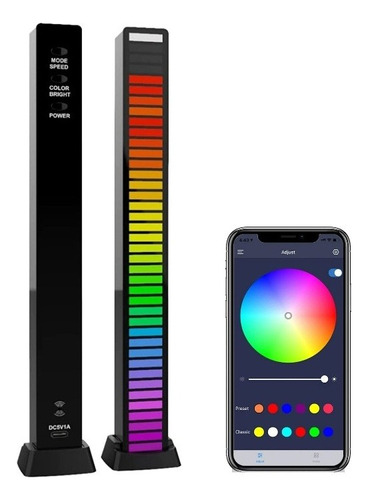 Luz De Ritmo Musical Controlada Por Voz Con Luz Polar Rgb, 2