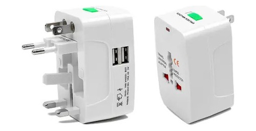 Adaptador Universal Para Viajes Usbx2 Europa Eeuu Asia Etc