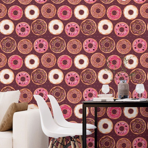 Imagem 5 de 5 de Papel De Parede Adesivo Donuts Doces N018007 0,58x3m