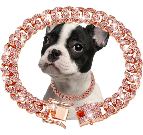 Collar De Cadena Para Perro Rosegold Con Eslabones Cubanos D