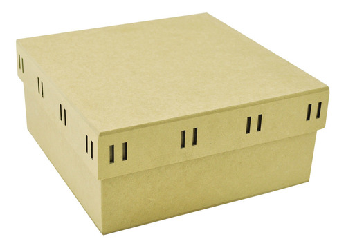 Caixa Quadrada Tampa Lisa Com Passa Fita 20x20x9 Mdf Madeira