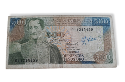 Billete De 500 Pesos Oro 1977