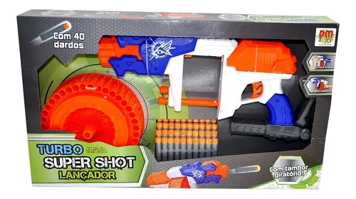 Arma Lançador Dardo Brinquedo Super Shot 10 Balas Azul (DMT5160) tem aqui,  na ABMIDIA!