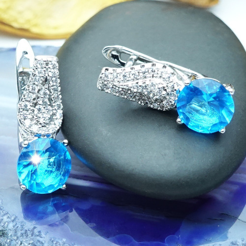 Imagen 1 de 9 de Aretes Oro 18k Mujer Dama Pendientes Joyeria Zirconia Lujo