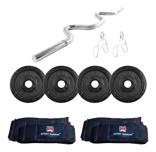 Kit Sport Maniac Discos Fundición 10kg + Barra Cromada