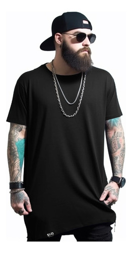 Camiseta Lisa Longline Manga Curta Masculina Swag