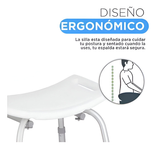 Silla De Ducha Tikun S20 Altura Ajustable Color Blanco