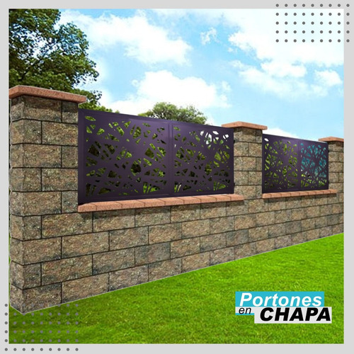 Cerco Chapa Decorada, Paño Fijo 1.80 X 1.20 Chapa N° 16 Reja Gris