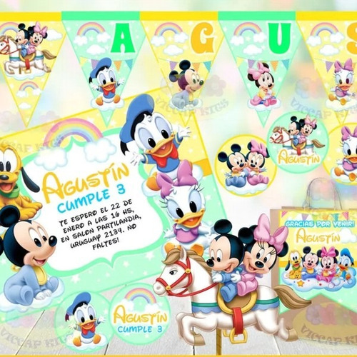 Kit Imprimible Mickey Y Amigos Bebes Cumples Candy Editable