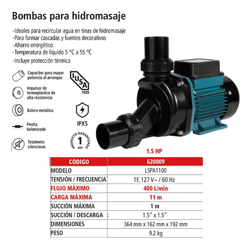 Bomba Para Hidromasaje, Iusa 1.5 Hp