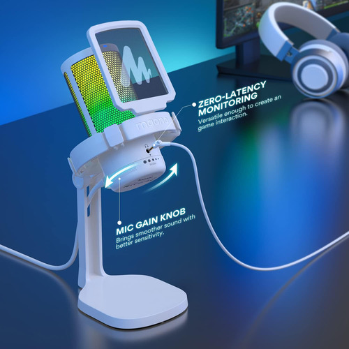 Micrófono Gamer Maono Gamerwave Dgm20 Rgb, Blanco