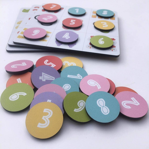 Juego Didáctico Para Asociar Números Con Fichas De Madera