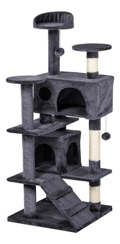 Gimnasio Rascador Torre Para Gato Refugio Cama Cueva 6 Color Gris