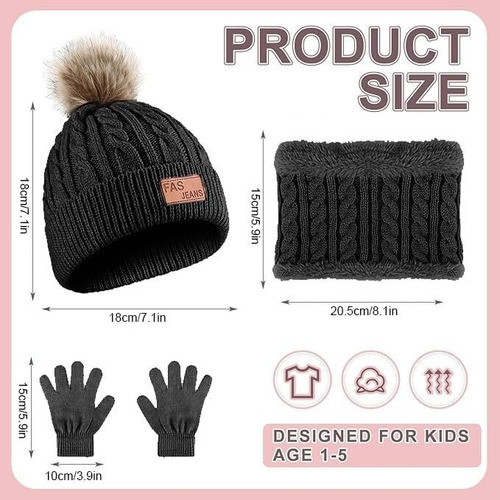 Juego De Gorro De Invierno Para Niños, Gorro Con Pompón
