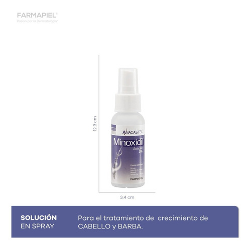 Imagen 2 de 9 de Spray Anacastel Minoxidil 5% Solución Cabello Y Barba 60 Ml