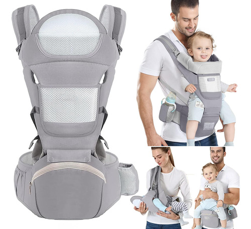 Mochila Portabebé Ergonómica Hasta 30 Kg Gris