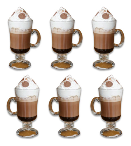 Kit 6 Taças Capuccino Café Expresso 250ml Alça Vidro Xícara