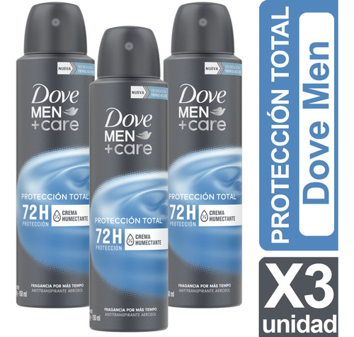 Desodorante Dove Men Proteccion Total Pack X3 Unidades