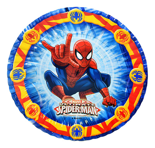 Platos Polipapel Para Torta De Hombre Araña X8u Color Rojo