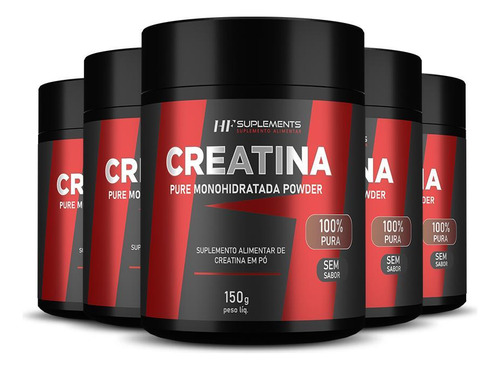 Kit 5 Creatina Em Pó 3g Pura Hf Suplements 150g