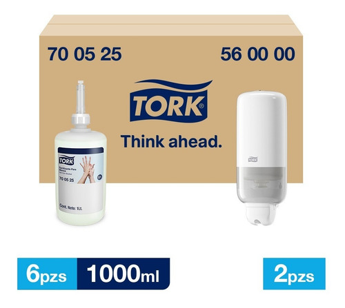 Tork Dispensador + Gel Antibacterial 6 Envases / 1000 Ml