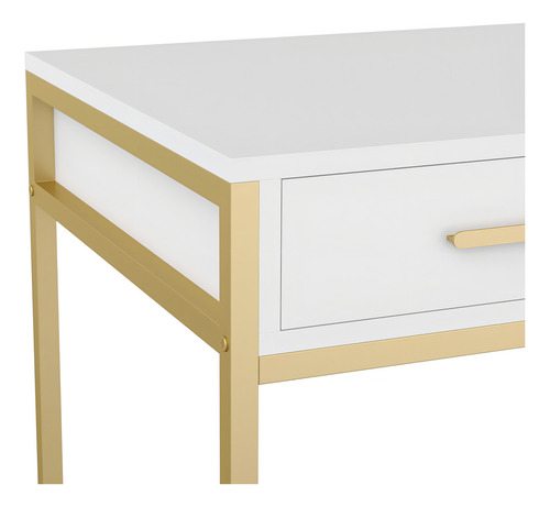 Mesa de escritório doméstico Martha Stewart Ollie com 3 Ca. Cor: Parte superior branca/moldura de latão polido