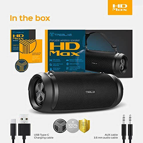 Treblab Hd-max - Altavoz Bluetooth Grande Y Ruidoso - 50w, B