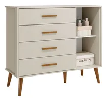 Comprar Comoda Sapateira Infantil Isis 4 Gavetas 1 Porta Quarto Bebe Cor Areia Fosco