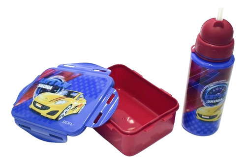 Kit Vaso + Lunchera Racing Infantil Skora Lets Play 