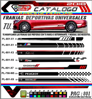 Franjas Stickers Laterales Deportivos Y Tuning Para Carros